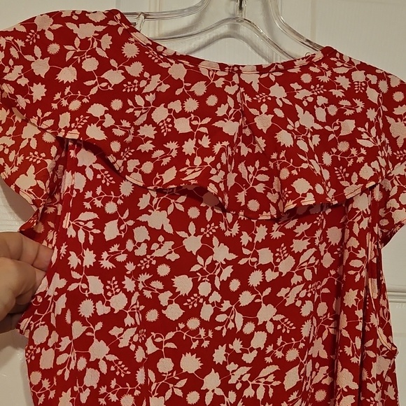 Max Studio Red Floral Ruffle Wrap Dress - Picture 10 of 16